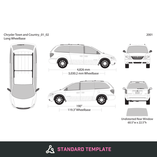 2001 Chrysler Town And Country vector wrap template V02, Design-Ready PDF - GravBase