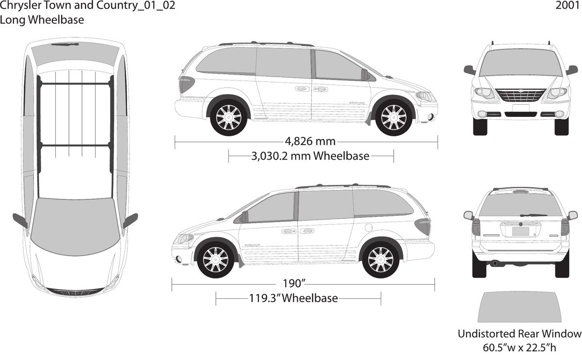 2001 Chrysler Town And Country vector wrap template V02, Design-Ready PDF - GravBase