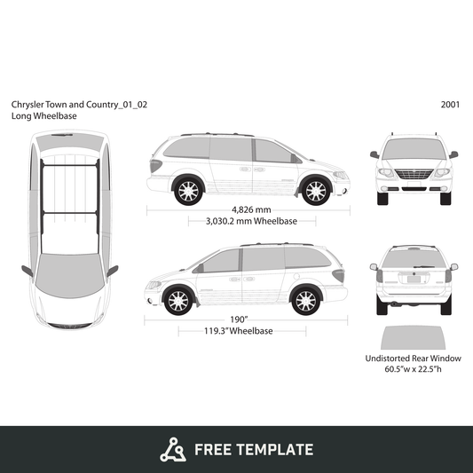 2001 Chrysler Town And Country free vector vehicle wrap template - GravBase