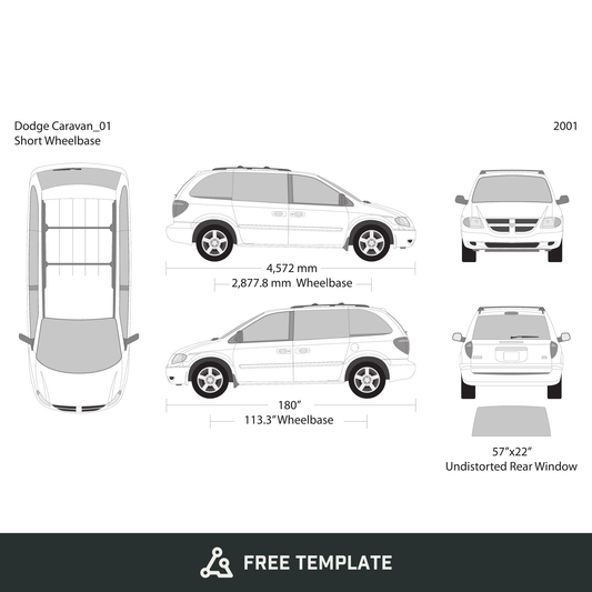 2001 Dodge Caravan free vector vehicle wrap template - GravBase