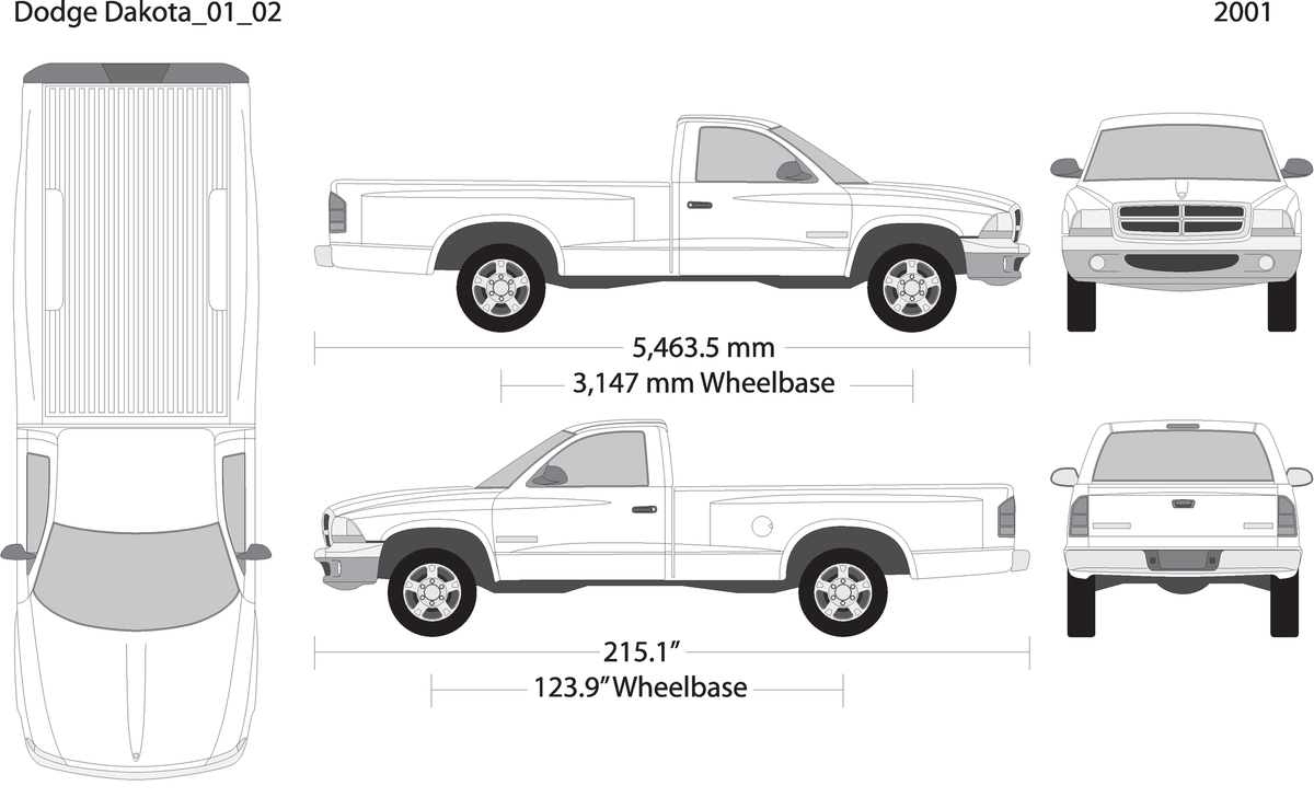 2001 Dodge Dakota V02 Vehicle Wrap Template
