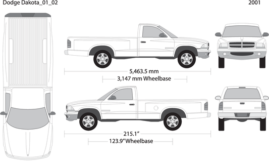 2001 Dodge Dakota V02 Vehicle Wrap Template