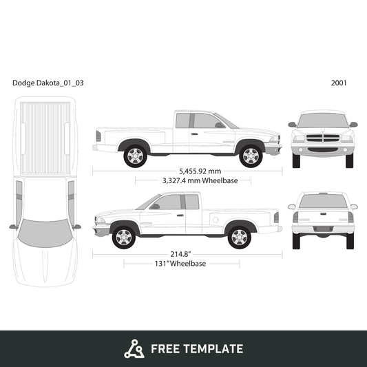 2001 Dodge Dakota free vector vehicle wrap template - GravBase