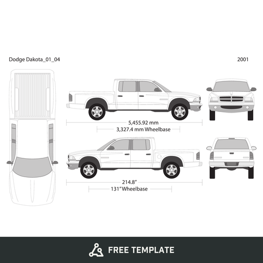 2001 Dodge Dakota free vector vehicle wrap template - GravBase