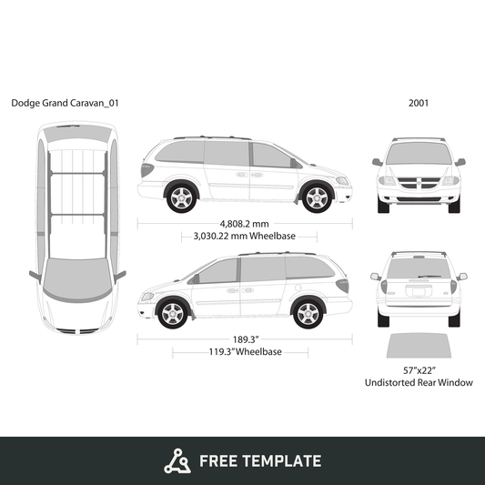 2001 Dodge Grand Caravan free vector vehicle wrap template - GravBase
