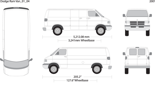 2001 Dodge Ram Van V04 Vehicle Wrap Template