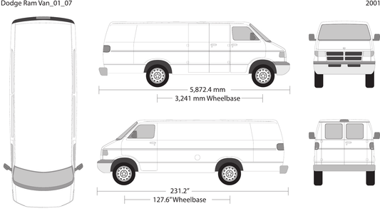 2001 Dodge Ram Van vector wrap template V07, Design-Ready PDF - GravBase