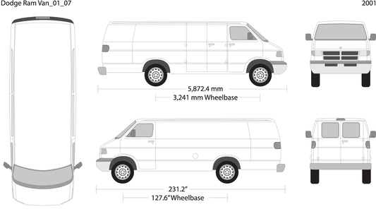 2001 Dodge Ram Van V07 Vehicle Wrap Template