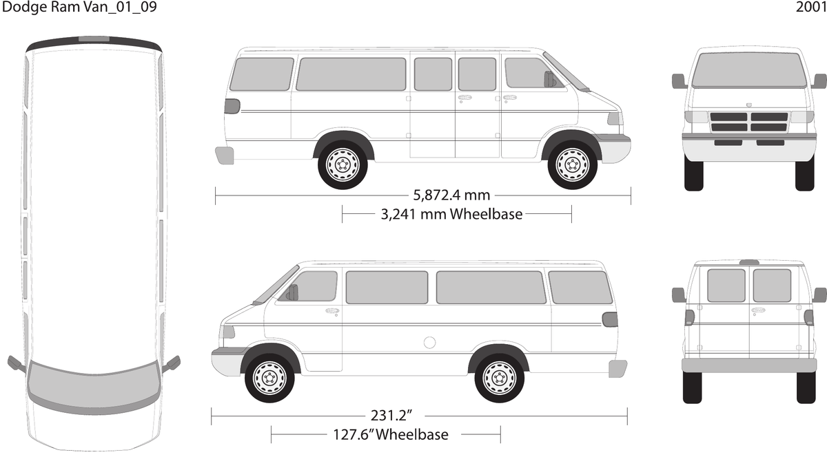 2001 Dodge Ram Van Vector Wrap Template - GravBase