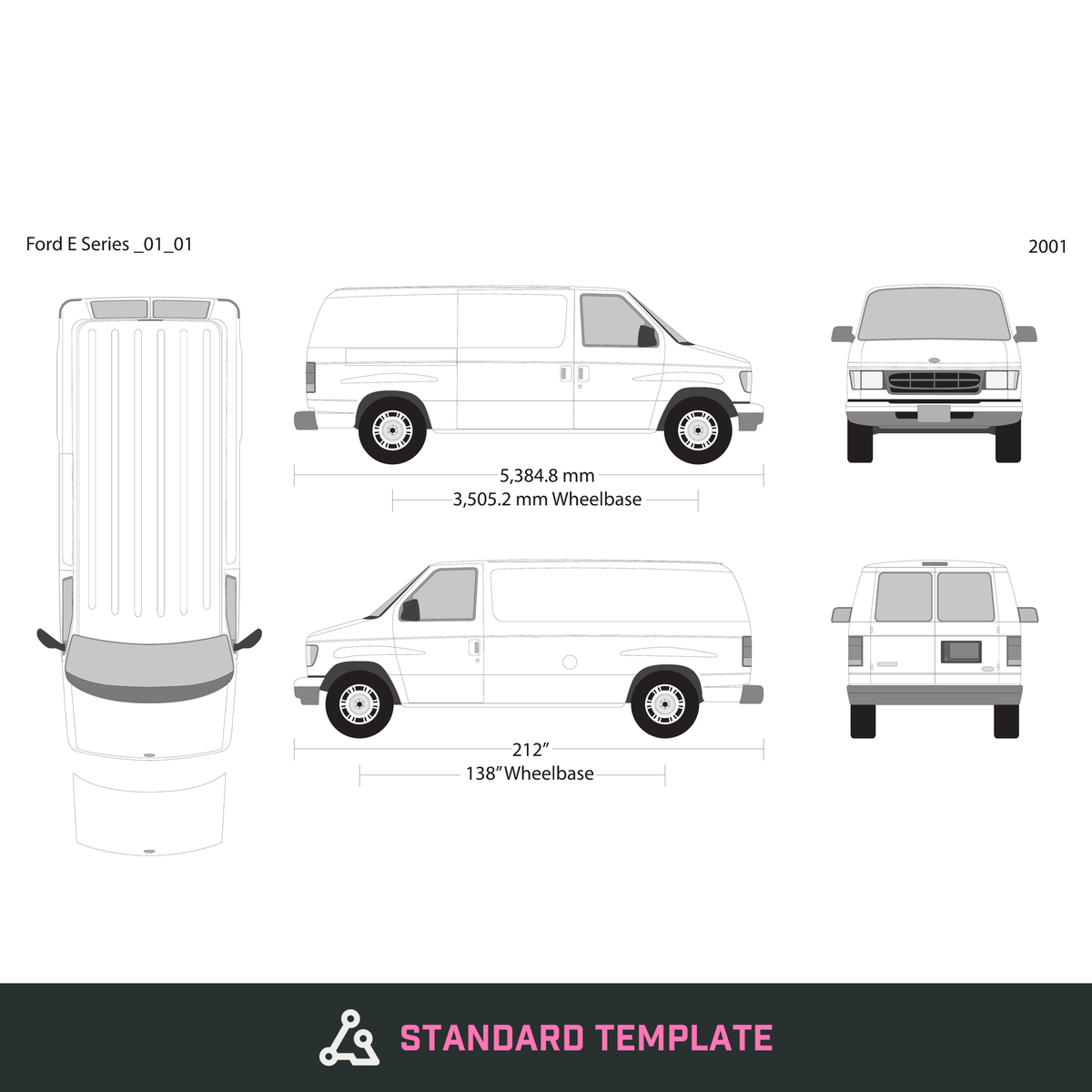 2001 Ford E Series vector wrap template V01, Design-Ready PDF - GravBase