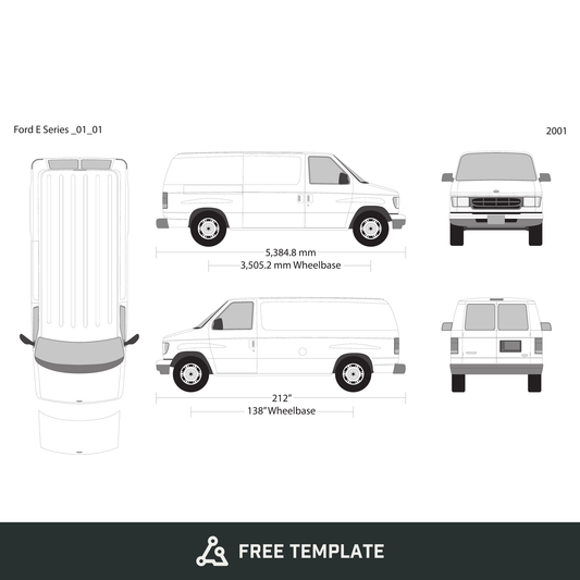 2001 Ford E Series free vector vehicle wrap template - GravBase