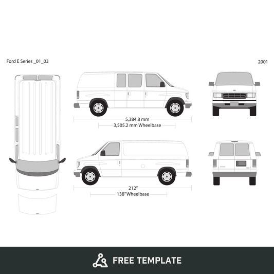 2001 Ford E Series free vector vehicle wrap template - GravBase