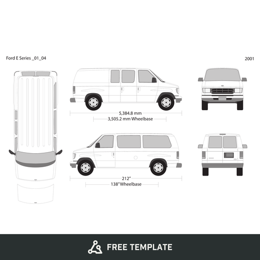 2001 Ford E Series free vector vehicle wrap template - GravBase