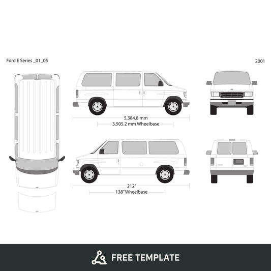 2001 Ford E Series free vector vehicle wrap template - GravBase