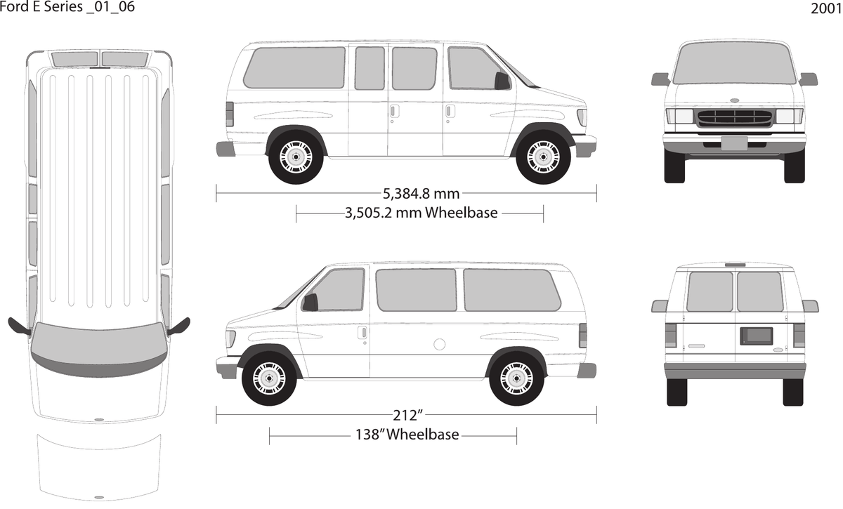2001 Ford E Series Vector Wrap Template - GravBase