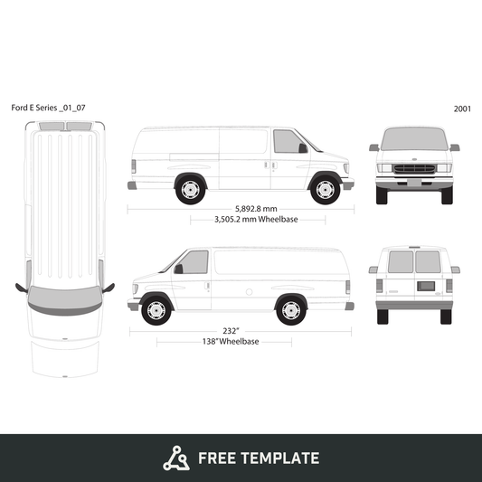 2001 Ford E Series free vector vehicle wrap template - GravBase
