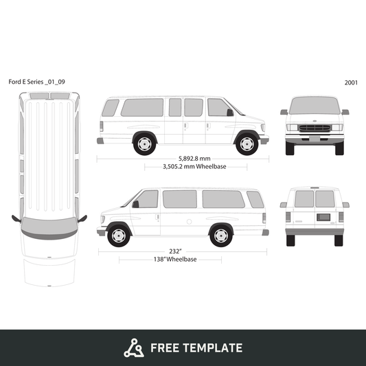 2001 Ford E Series free vector vehicle wrap template - GravBase