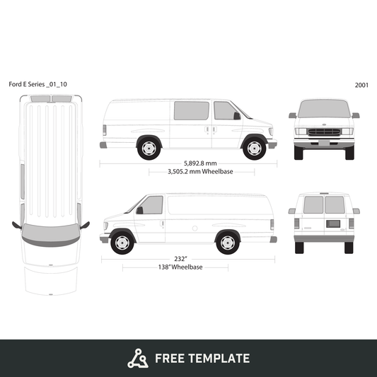 2001 Ford E Series free vector vehicle wrap template - GravBase
