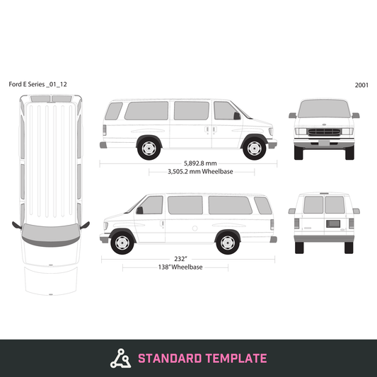 2001 Ford E Series vector wrap template V12, Design-Ready PDF - GravBase