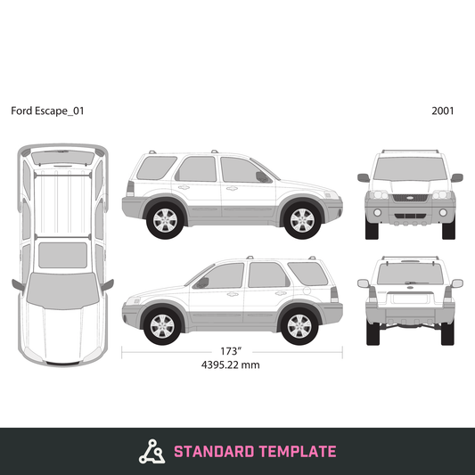 2001 Ford Escape vector wrap template, Design-Ready PDF - GravBase