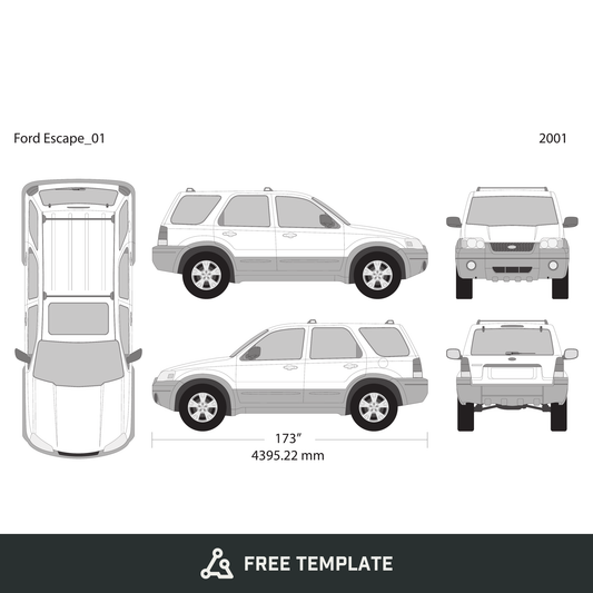 2001 Ford Escape free vector vehicle wrap template - GravBase