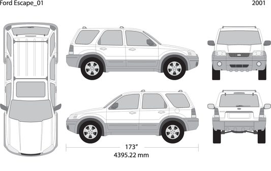 2001 Ford Escape V01 Vehicle Wrap Template