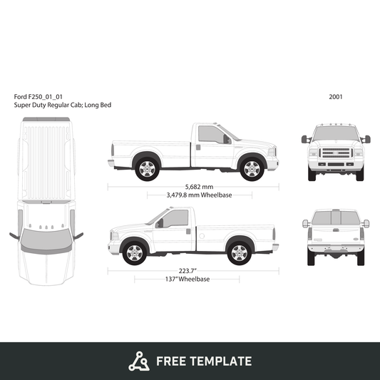 2001 Ford F-250 free vector vehicle wrap template - GravBase