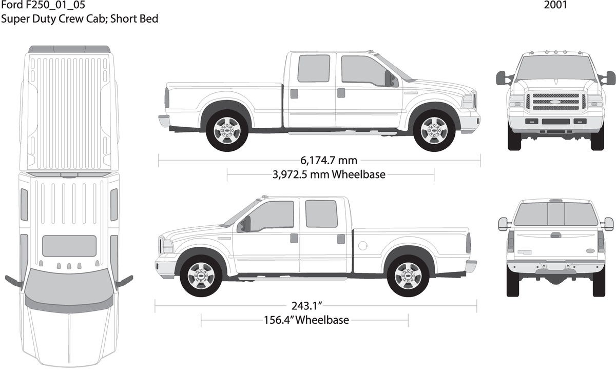 2001 Ford F 250 V04 Vehicle Wrap Template