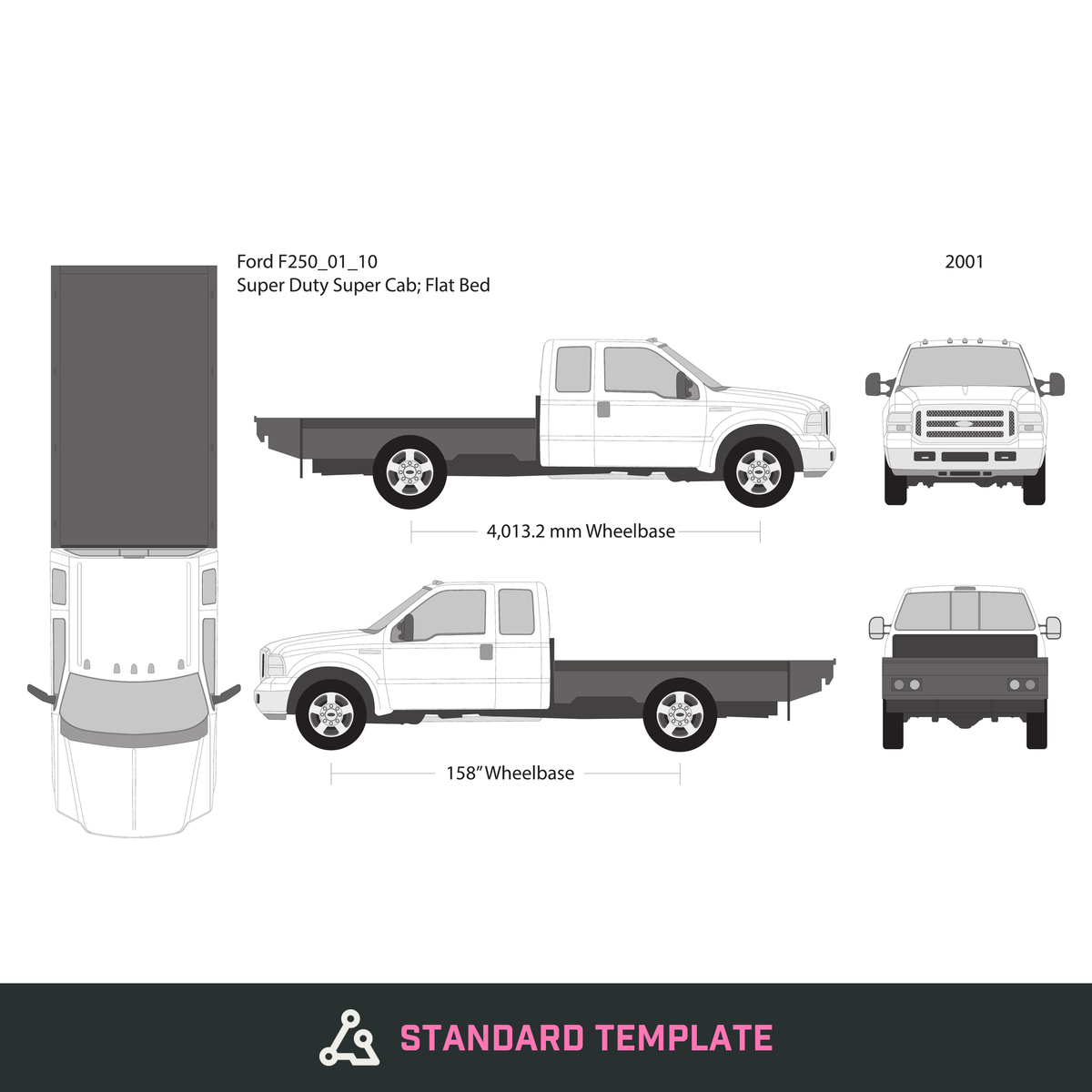 2001 Ford F-250 vector wrap template V10, Design-Ready PDF - GravBase