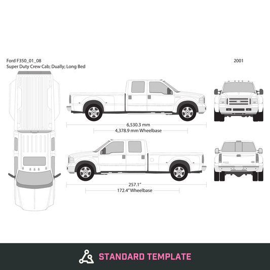 2001 Ford F-350 vector wrap template V08, Design-Ready PDF - GravBase
