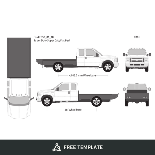 2001 Ford F-350 free vector vehicle wrap template - GravBase