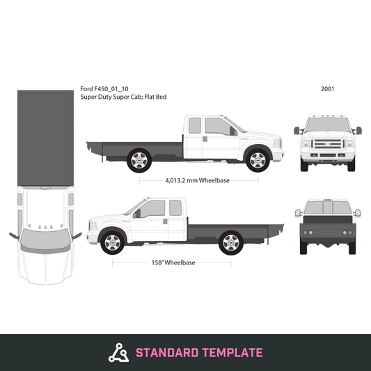 2001 Ford F-450 vector wrap template V10, Design-Ready PDF - GravBase