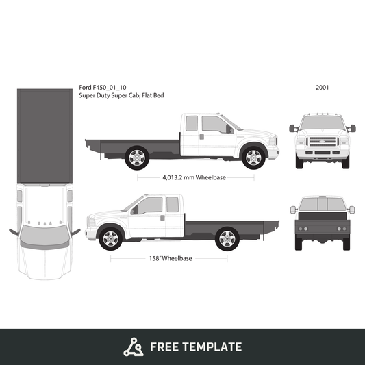 2001 Ford F-450 free vector vehicle wrap template - GravBase