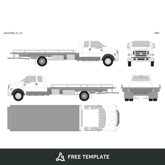 2001 Ford F-650 free vector vehicle wrap template - GravBase