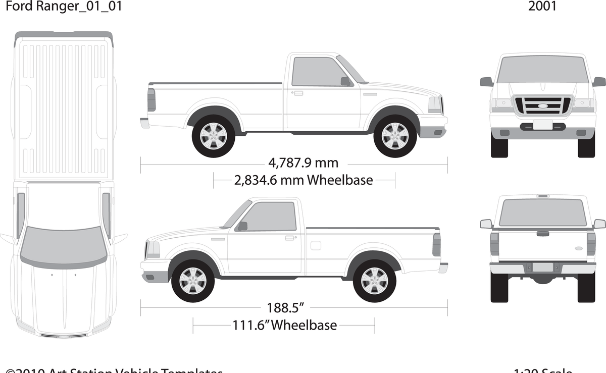 2001 Ford Ranger V01 Vehicle Wrap Template