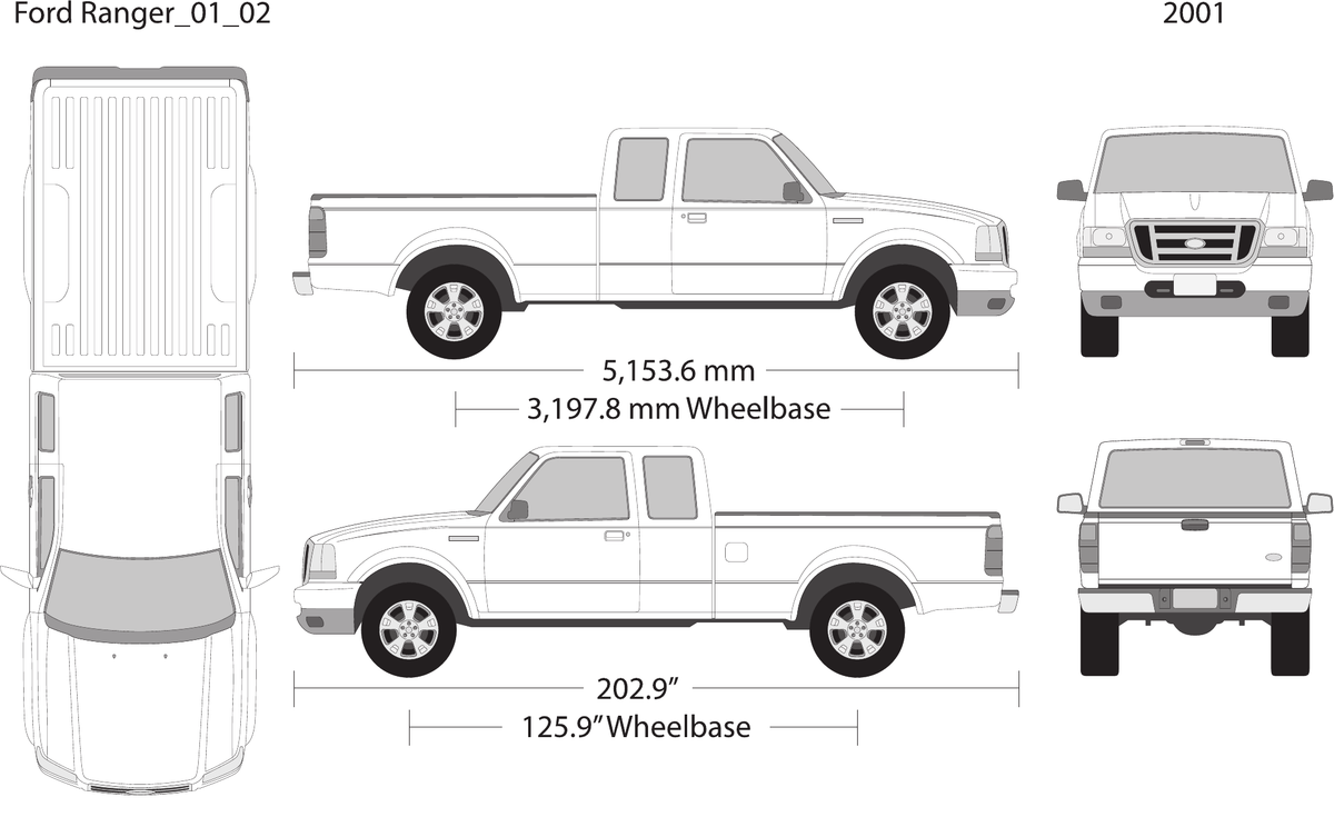 2001 Ford Ranger vector wrap template V02, Design-Ready PDF - GravBase