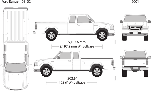 2001 Ford Ranger vector wrap template V02, Design-Ready PDF - GravBase