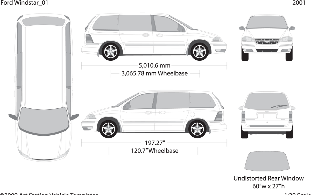 2001 Ford Windstar V01 Vehicle Wrap Template