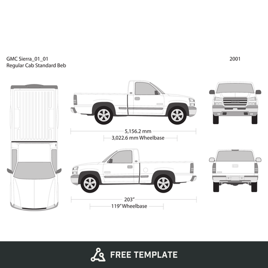2001 GMC Sierra 1500 free vector vehicle wrap template - GravBase