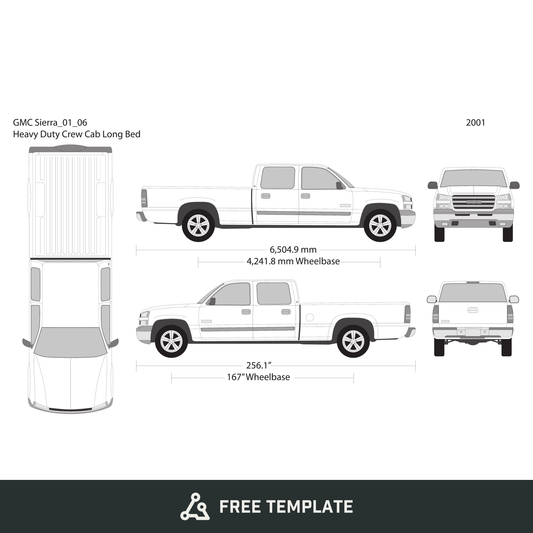 2001 GMC Sierra 1500 free vector vehicle wrap template - GravBase