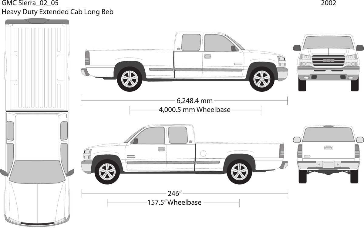 2001 GMC Sierra 2500-3500 HD vector wrap template V05, Design-Ready PDF - GravBase