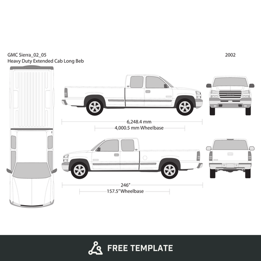 2001 GMC Sierra 2500-3500 HD free vector vehicle wrap template - GravBase