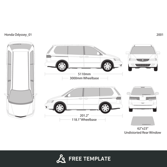 2001 Honda Odyssey free vector vehicle wrap template - GravBase