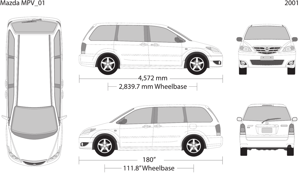 2001 Mazda MPV vector wrap template, Design-Ready PDF - GravBase