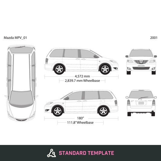 2001 Mazda MPV vector wrap template, Design-Ready PDF - GravBase