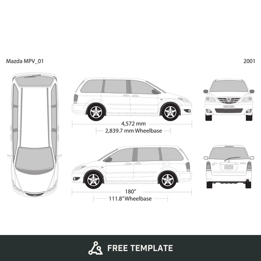 2001 Mazda MPV free vector vehicle wrap template - GravBase