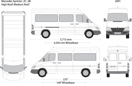 2001 Mercedes Sprinter V08 Vehicle Wrap Template