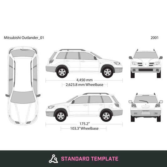 2001 Mitsubishi Outlander vector wrap template, Design-Ready PDF - GravBase