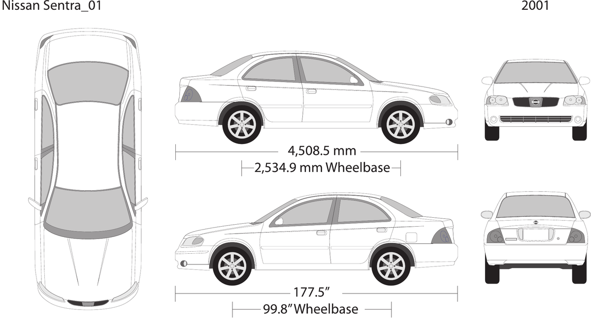 2001 Nissan Sentra vector wrap template, Design-Ready PDF - GravBase