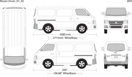 2001 Nissan Urvan vector wrap template V02, Design-Ready PDF - GravBase